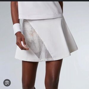 Tuckernuck White and Gray Perforated Mini Skirt